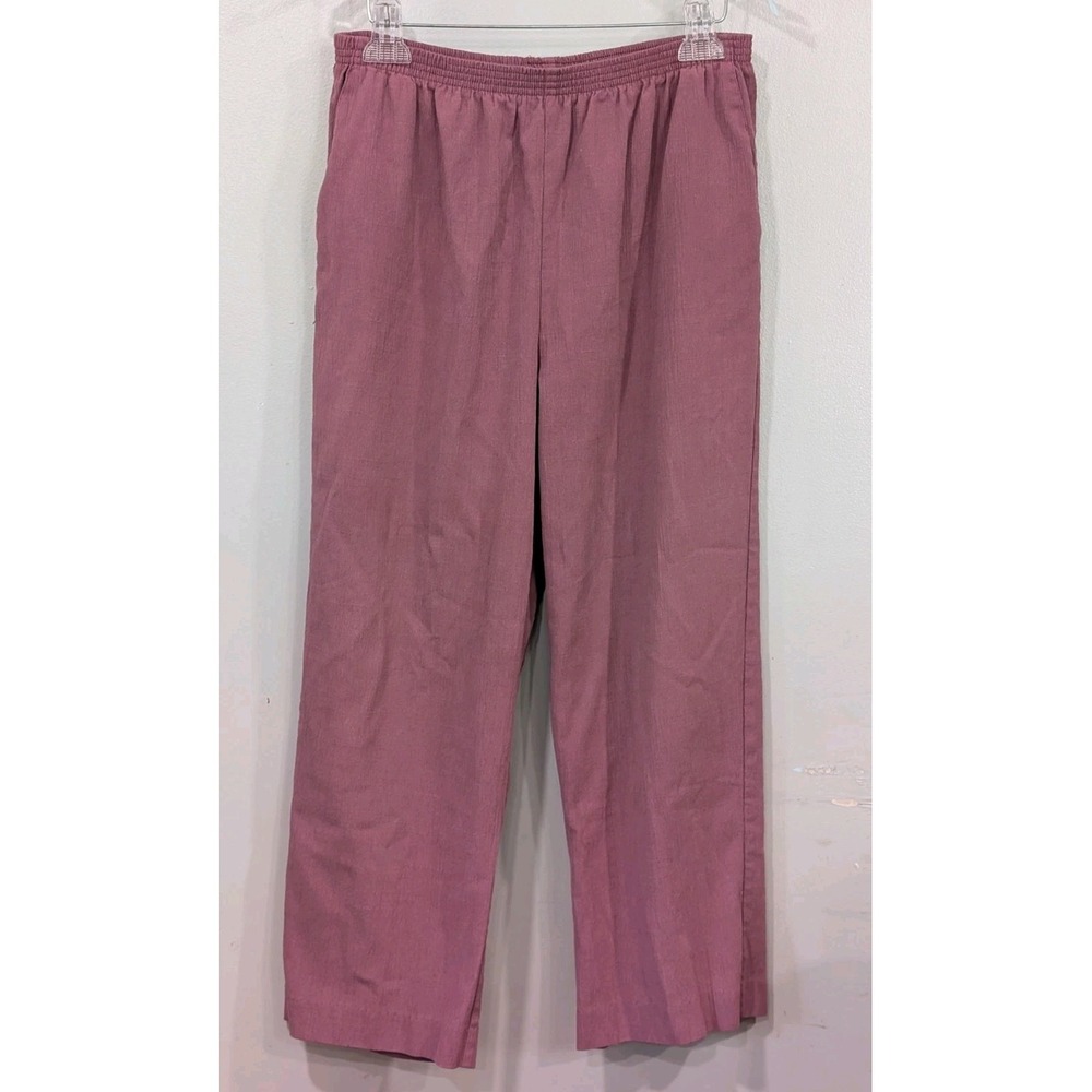 Alfred Dunner Elastic Waist Pull-on Pants Size 16P Rose Pink High Rise Pockets